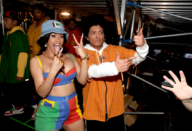 Cardi B and Bruno Mars at the 60th Annual Grammy Awards at Madison Square Garden in New York City on Jan. 28, 2018 (Christopher Polk/Getty Images for NARAS)